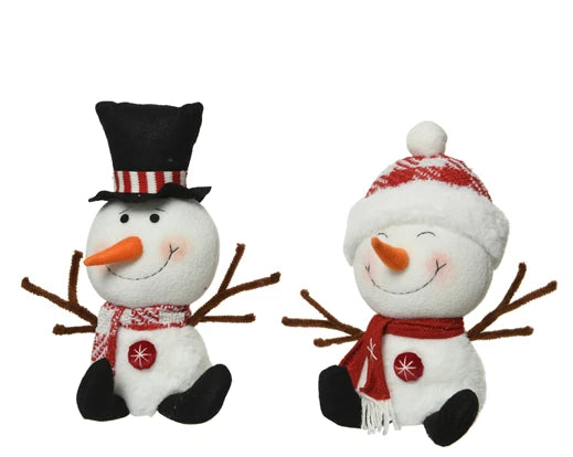 Snowman  polyester  with  scraftw hat 2ass L13-W10-H29cm