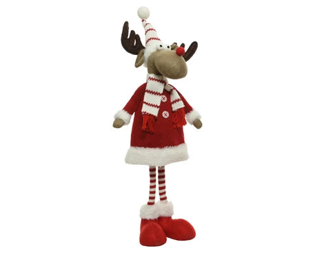 Deer polyester with hat, with scarf red/white L.16cm x W.20cm x H.69cm