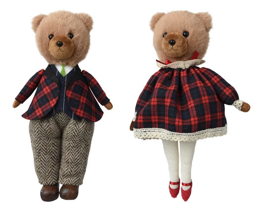 Bear polyester with checked jacket with checked dress 2ass red/colour(s) L.13cm x W.7cm x H.24cm