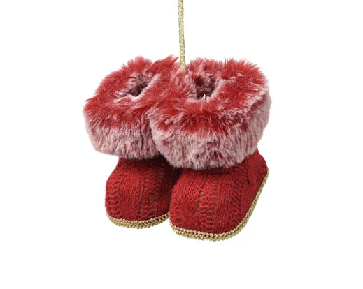 Boots polyester with faux fur oxblood L.8cm x W.8cm x H.10cm