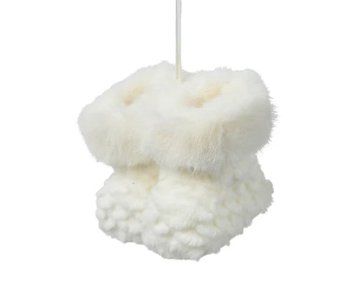 Boots polyester with faux fur with bow white L.8cm x W.8cm x H.10cm