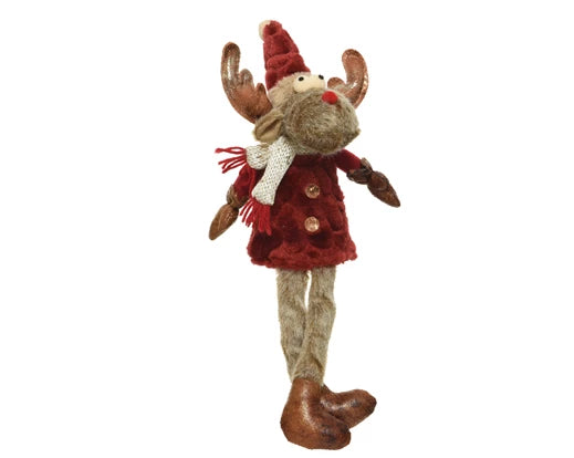 Deer polyester dangling legs red L.10cm x W.12cm x H.26cm