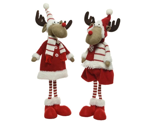 Deer polyester with hat with scarf  red/white L.16cm x W.20cm x H.69cm