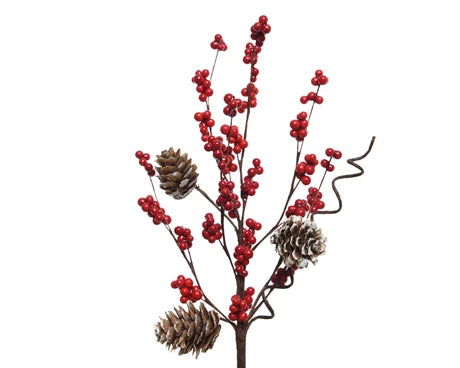 Spray foam berries, pinecones red