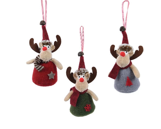 Reindeer polyester knitted clothes with hat 3col  orted L.6cm x W.5cm x H.16cm