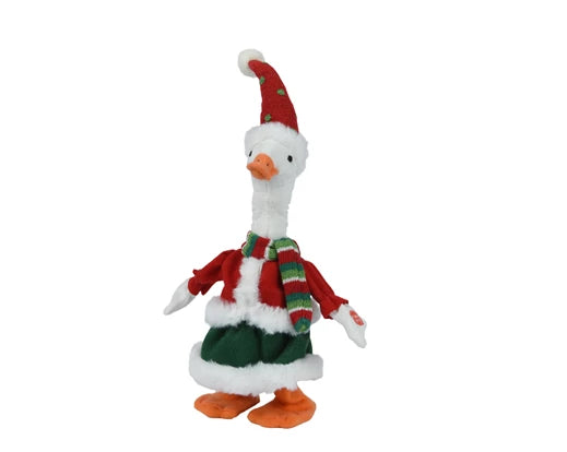 Duck polyester scarf, red hat, red jacket, green skirt white/red L.10.2cm x W.22.9cm x H.40.6cm