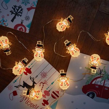 Snowman String Lights 10 ClipCard