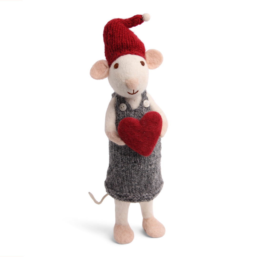 Big White Girly Mouse with Heart