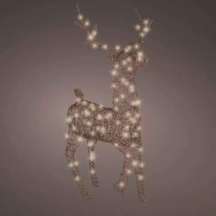 LED reindeer gb wicker steady outdoor dark brown/warm white L.26cm x W.86cm x H.147cm