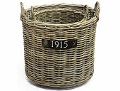 Log Basket Rattan Grey With Wheels d60h48cm