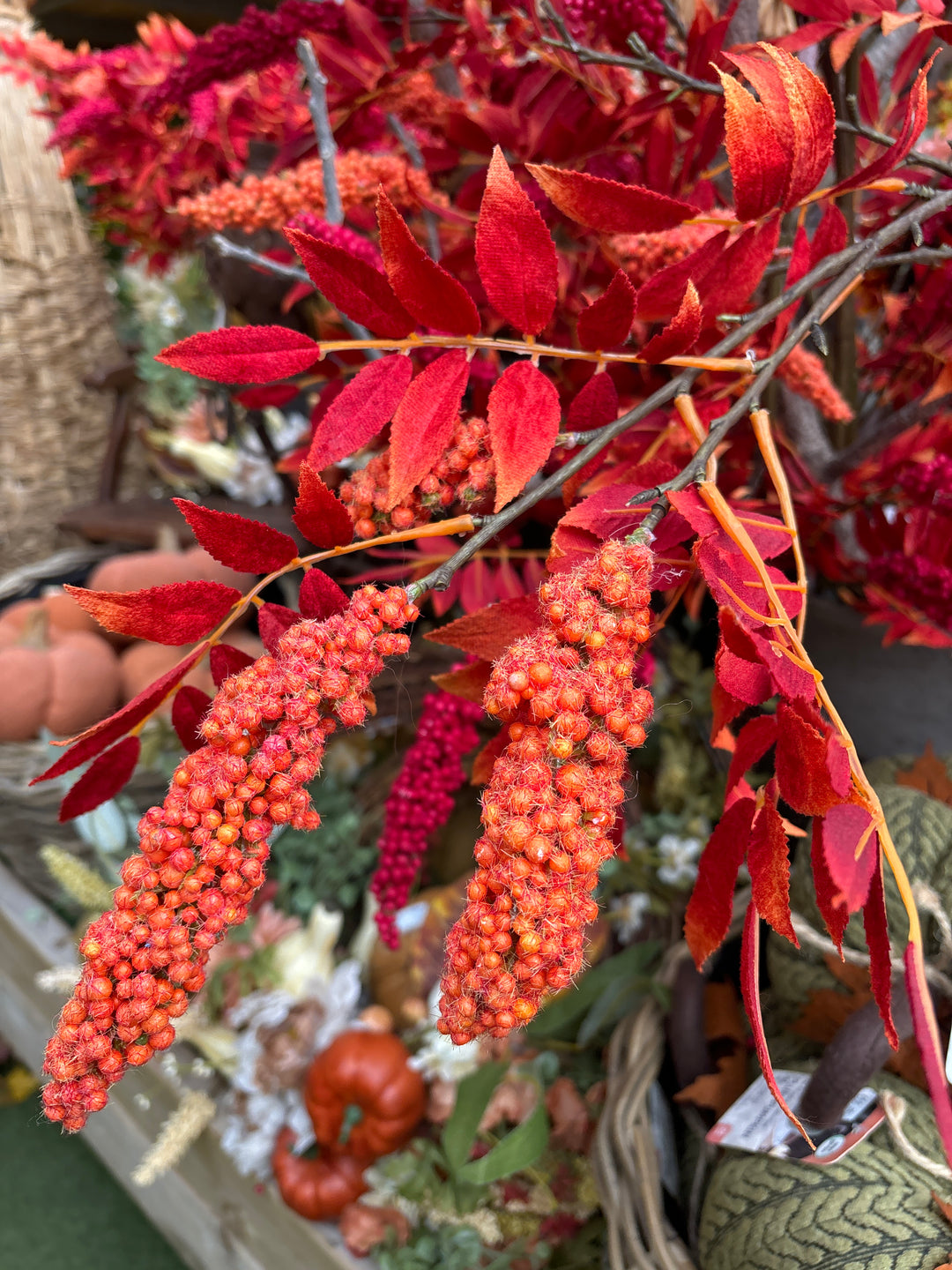 Leaf Branch with Fruit stand (122 cm orange-red)