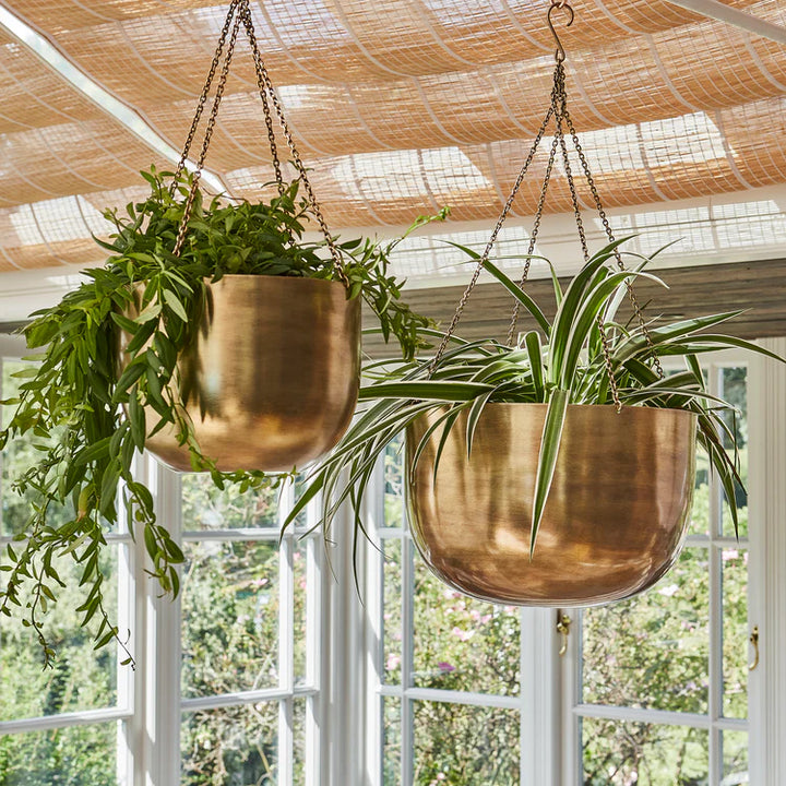 Indoor Mayfair Antique Brass Hanging Planter H21cm Ø30cm