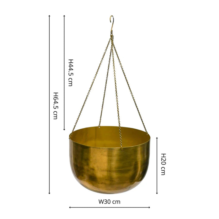 Indoor Mayfair Antique Brass Hanging Planter H21cm Ø30cm