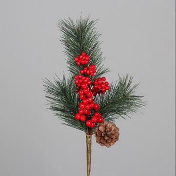 Pine pick with cones and berries, 46 cm