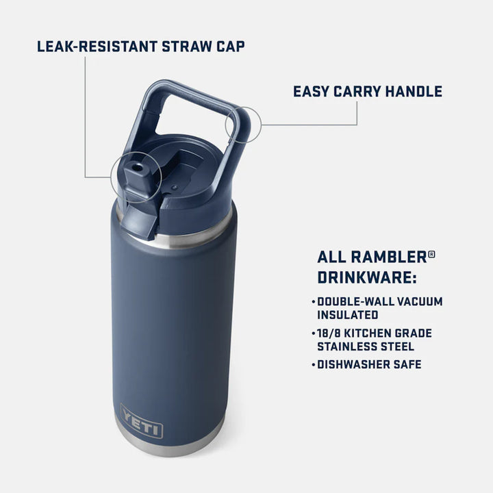 YETI RAMBLER 26OZ COLOUR STRAW BOTTLE NAVY