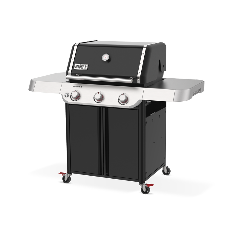 Weber Genesis E-315 Black Gas BBQ right side view on a white background