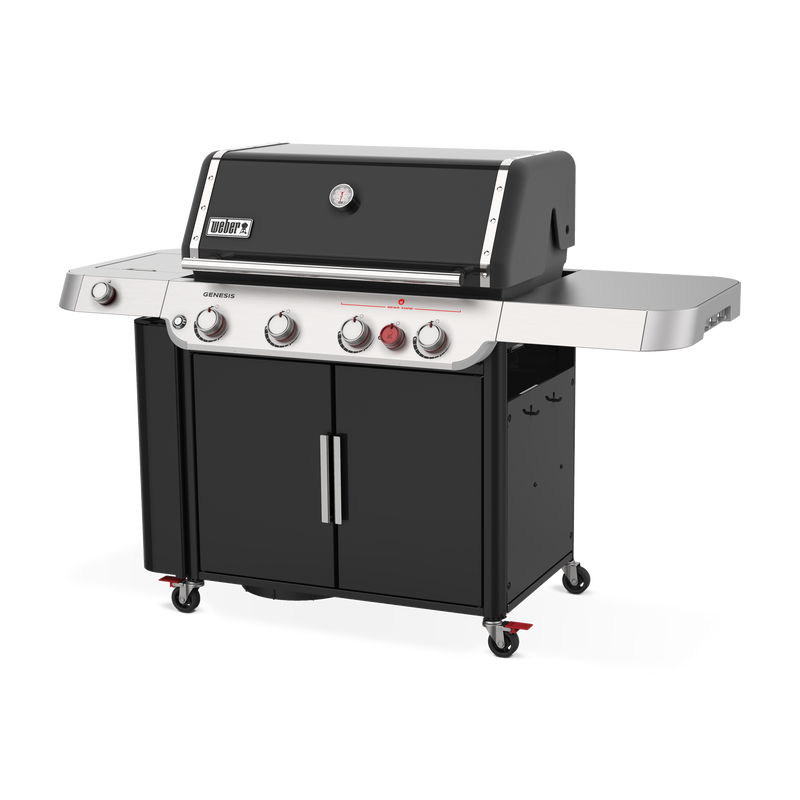 Weber Genesis 435 showing the right side of the barbecue with tool hooks