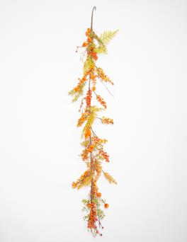 Fern Leaves with Pumkin and Berries Garland (152 cm)