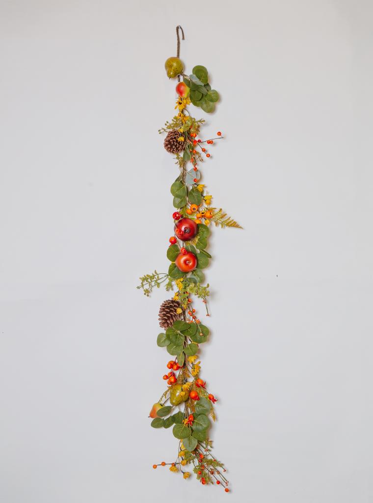 5'  Pomegranates, Apples, Pears, Cones, Berries Garland