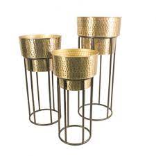 Salina Planter Brass Antique/Black Medium