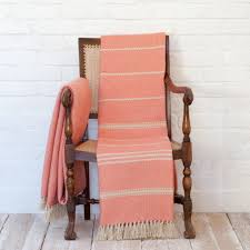 Oxford Stripe Blanket Coral