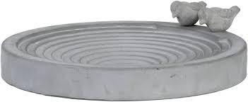 Bird bath ceramic round grey