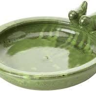 Bird bath ceramic round green