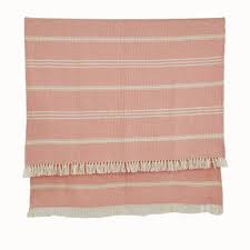 Oxford Stripe Blanket Coral