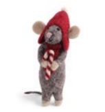 Grey Mouse with Candy Cane