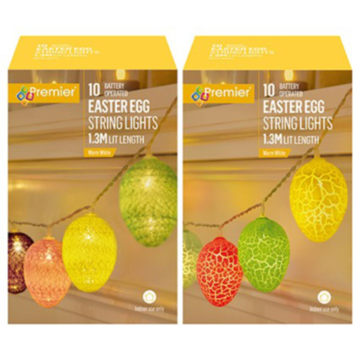 10 LED Battery Operated Easter Egg Lights - 2 assorted