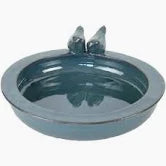 Bird bath ceramic round petrol M