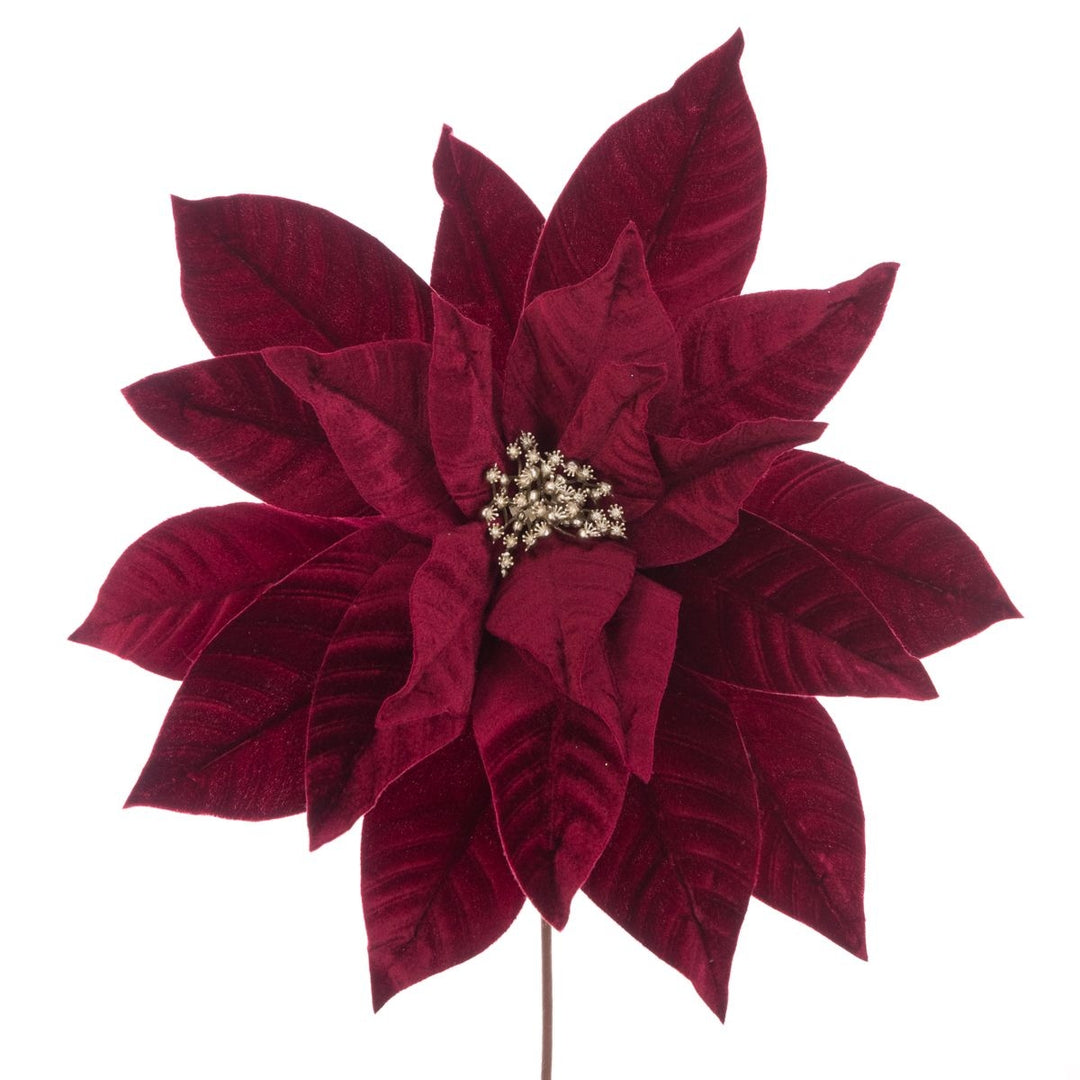 Velvet Poinsettia Stem 45cm