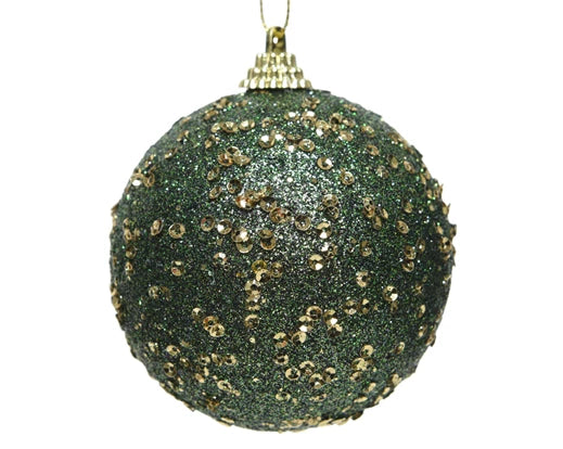 Bauble foam sequins, beads, glitter pine green dia8cm