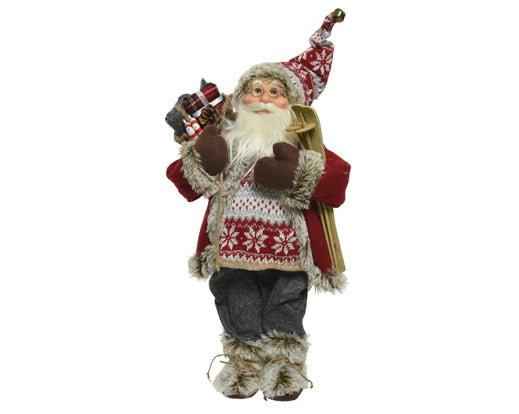 Santa polyester ski with pinecone L