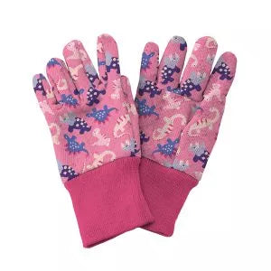 Kids Dinosaur Garden Gloves Pink