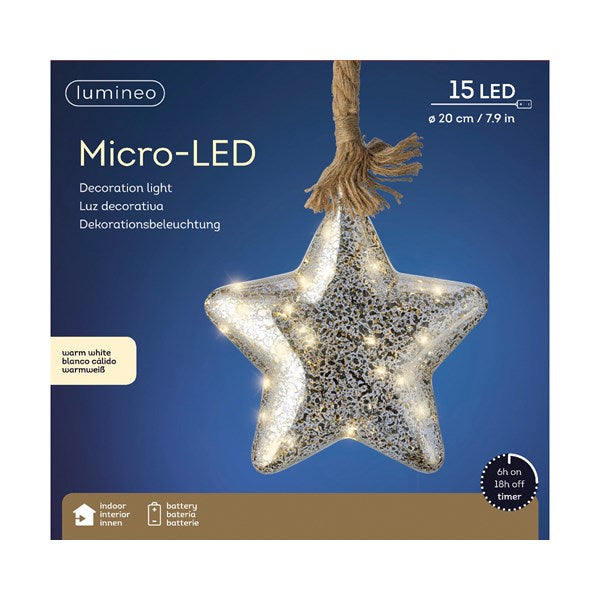 Micro LED star steady BO indoor silver/classic warm dia20cm x L.6.5cm