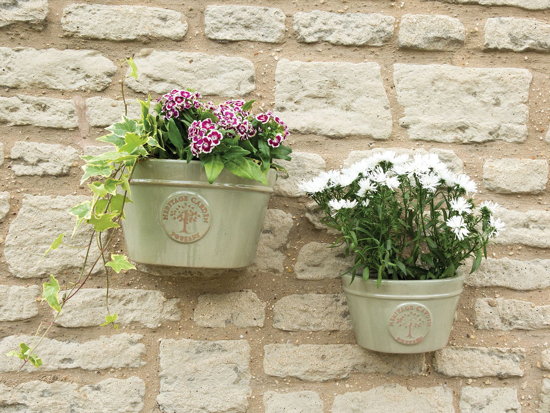 EDWARDIAN WALL POT GREEN 20CM